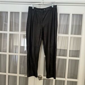 Jcrew Black Leather Straight-Leg Pants